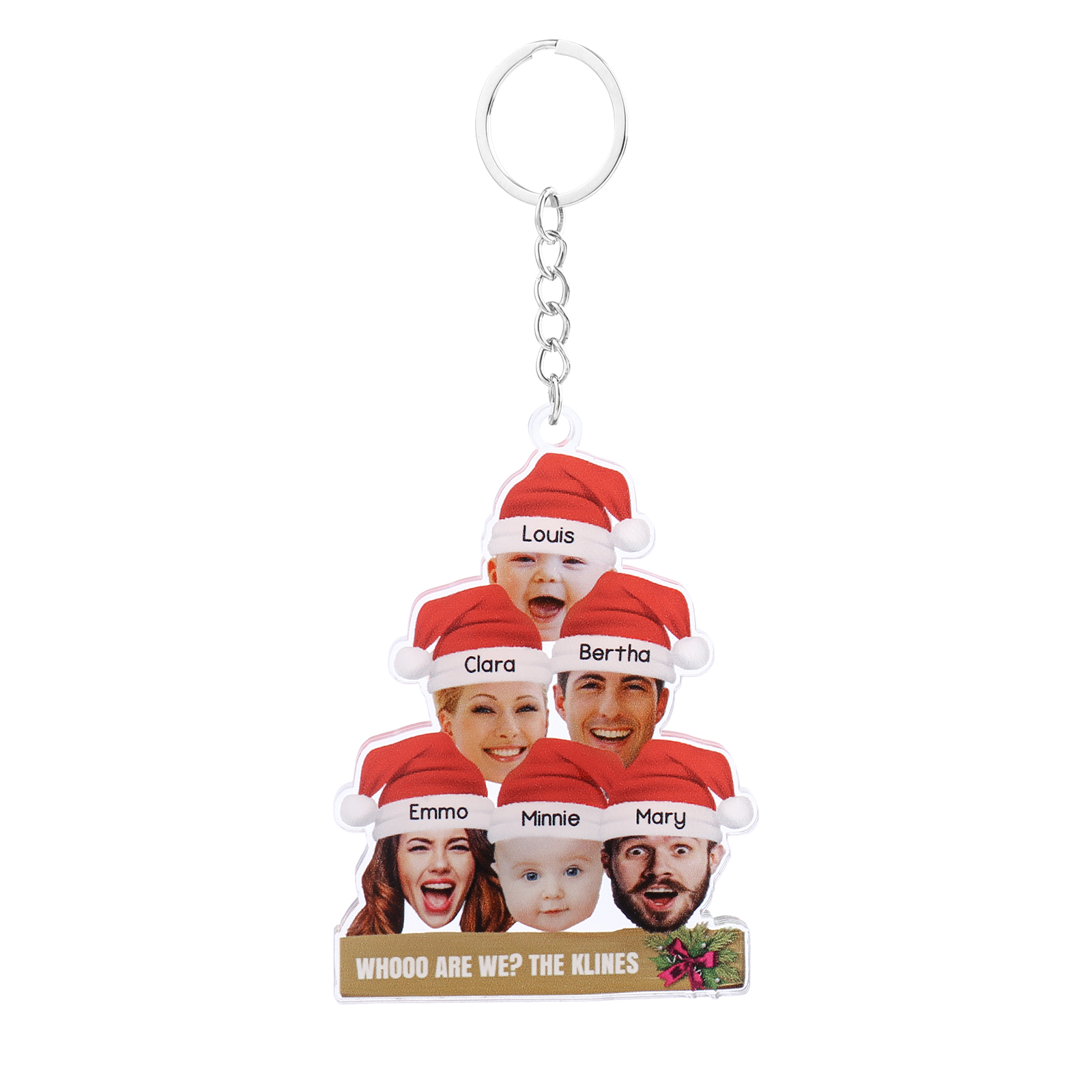 Personalised Christmas Family Ornament with Custom 6 Names & 6 Photos