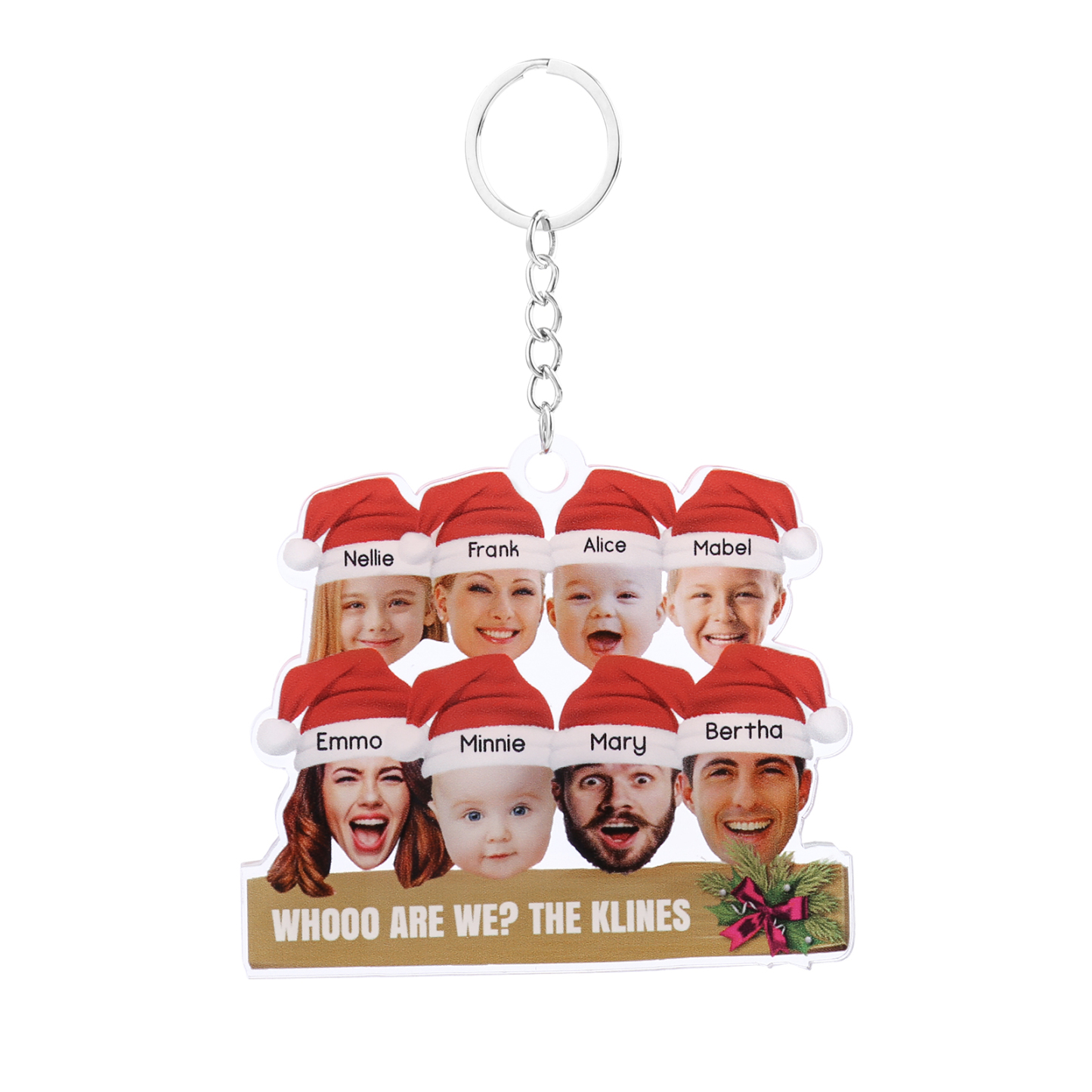 Personalised Christmas Family Ornament with Custom 8 Names & 8 Photos