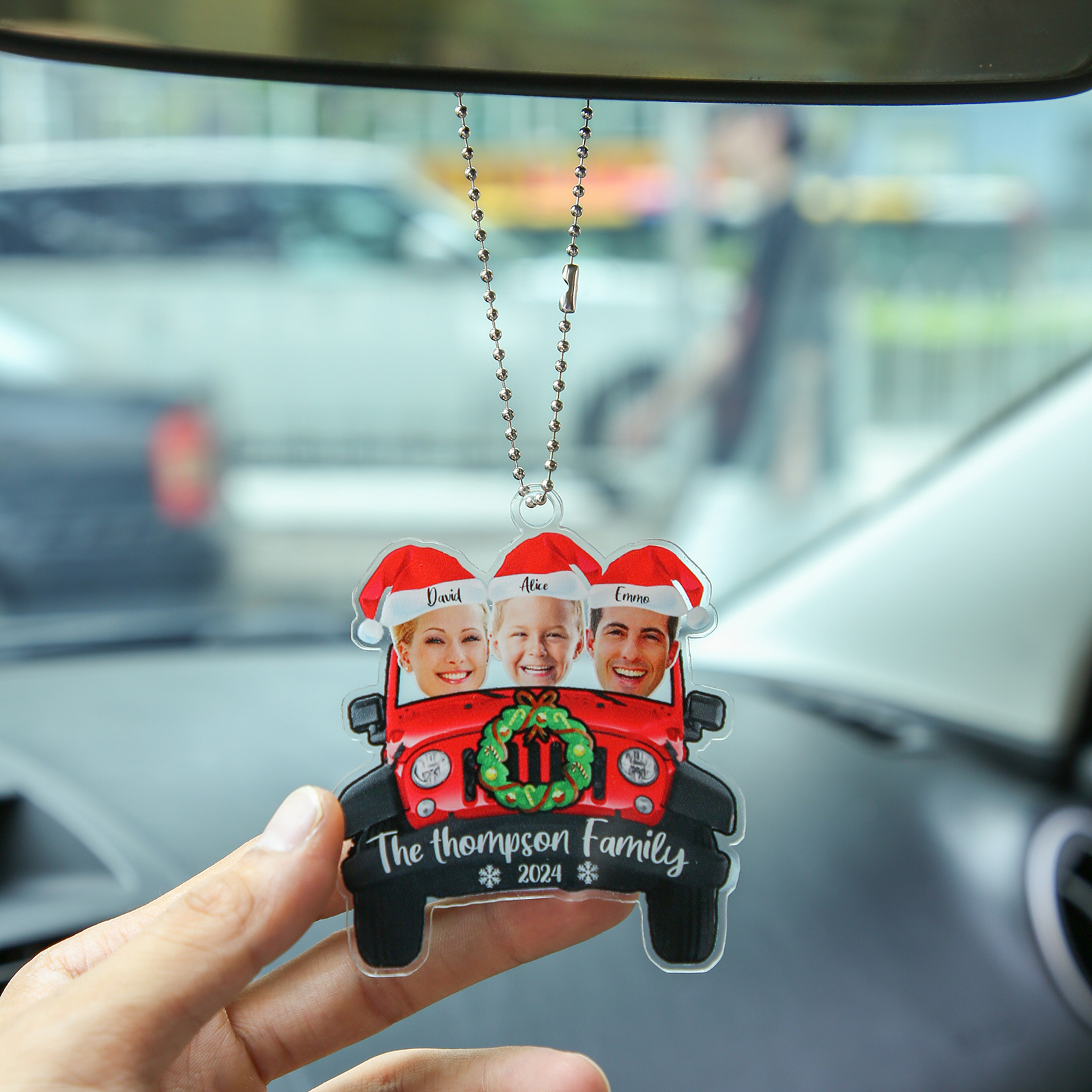 Personalised Acrylic Pendant Custom 3 Names & 3 Photos & 1 Text & 1 Year Christmas Pendant for Family | Jessmade