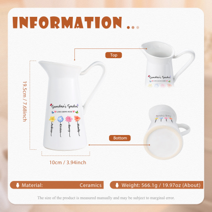 Personalised Garden Butterfly Ceramic Vase with 2-6 Names, Birth Flowers & 2 Custom Texts – Unique Mother's Day Gifts for Her | Jessemade