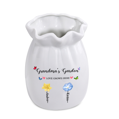 [Copy]Personalised Flower-Top Ceramic Vase with 2-6 Names, Birth Flowers & Custom Texts – Unique Mother's Day Gifts for Her | Jessemade