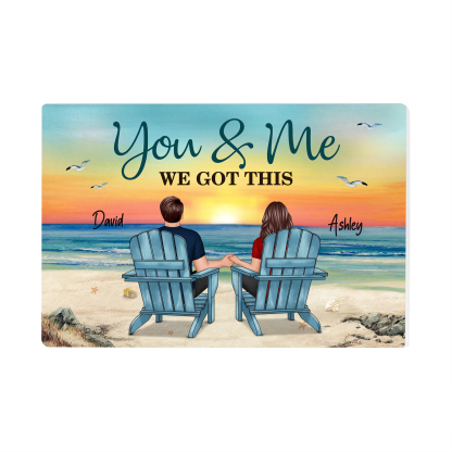 Personalized 2 Names Acrylic Rectangle Keepsake Couple Sitting Beach Acrylic Plaque - You & Me We Got This