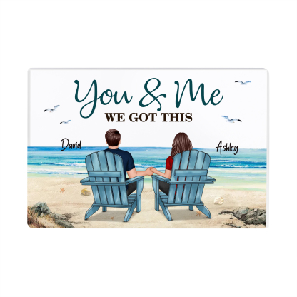 Personalized 2 Names Acrylic Rectangle Keepsake Couple Sitting Beach Acrylic Plaque - You & Me We Got This