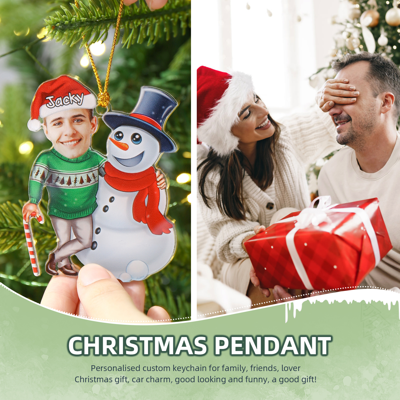 Personalised Christmas Family Ornament with Custom 6 Names & 6 Photos Christmas Hanging Ornament Gift for Family| Jessmade