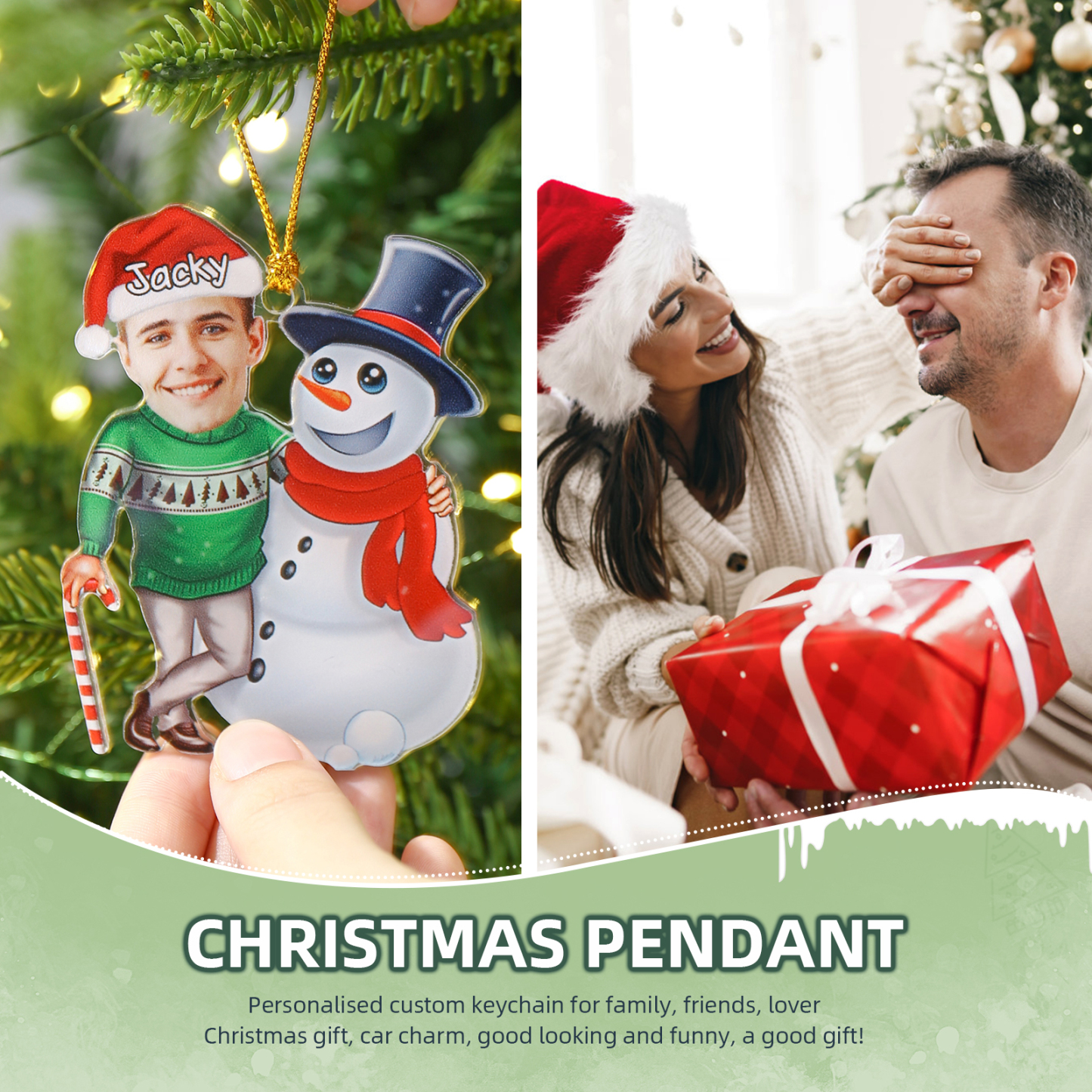 Personalised Christmas Family Ornament with Custom 6 Names & 6 Photos Christmas Hanging Ornament Gift for Family| Jessmade