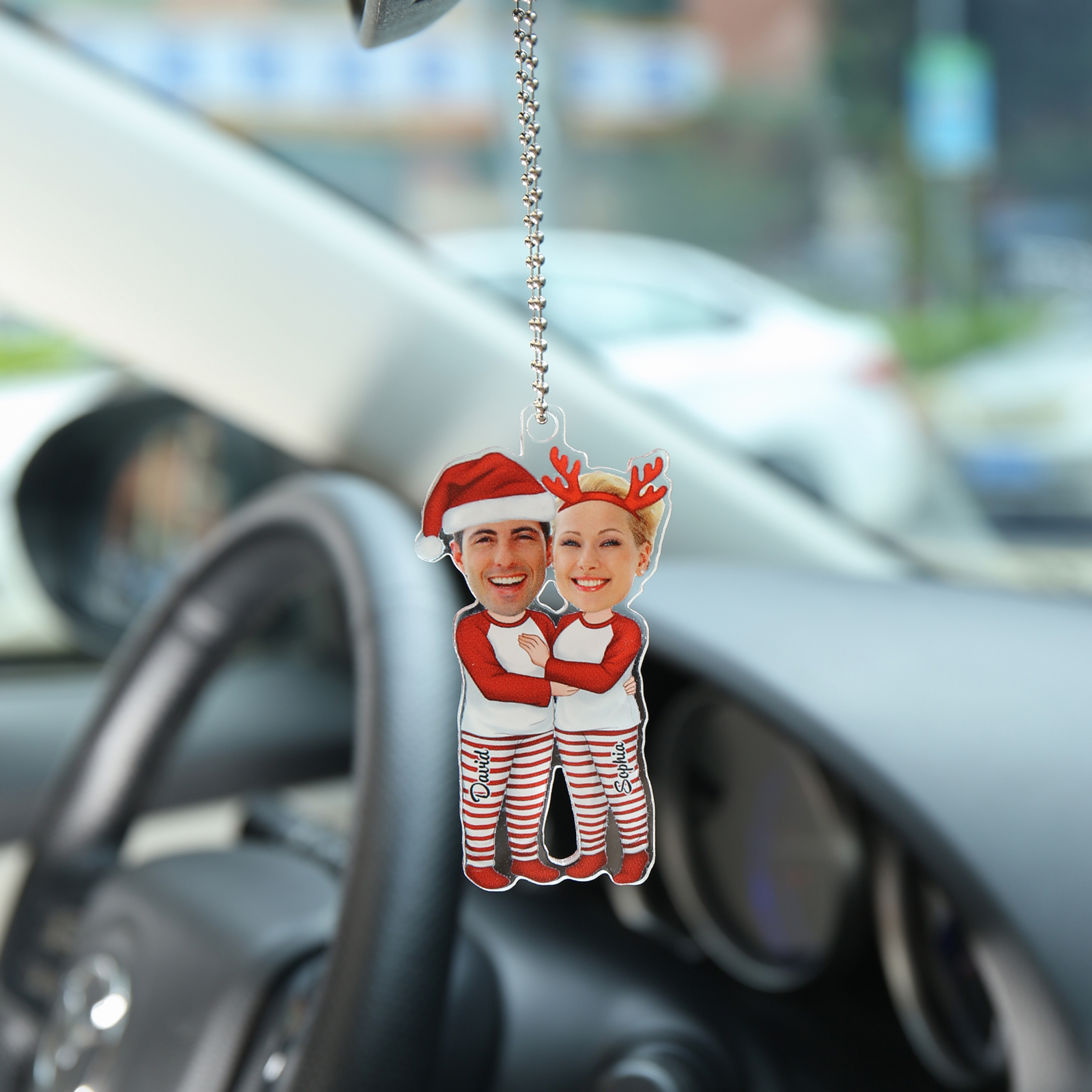 Personalised Christmas Hanging Ornament with Custom Names & Avatar Couple Gift for Her/Him | Jessmade