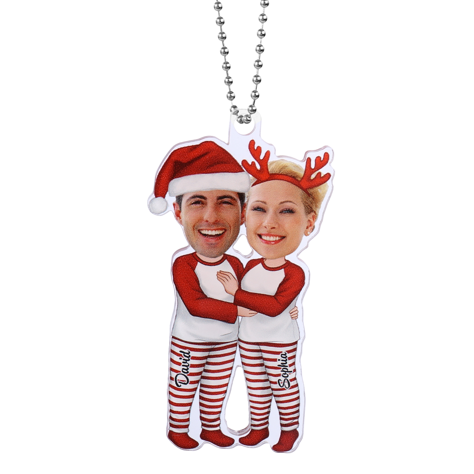 Personalised Christmas Hanging Ornament with Custom Names & Avatar Couple Gift for Her/Him | Jessmade