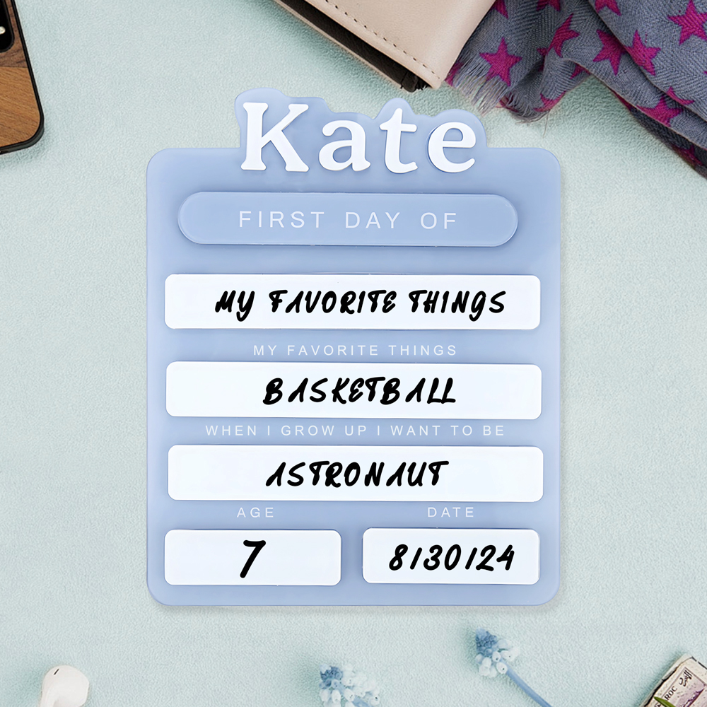 Personalized Name First Day Of School Sign, Custom Name And Text Acrylic Plaque Back To School Gift For Kids