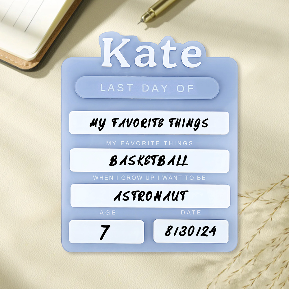 Personalized Name First Day Of School Sign, Custom Name And Text Acrylic Plaque Back To School Gift For Kids