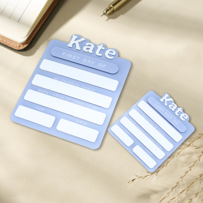 Personalized Name First Day Of School Sign, Custom Name And Text Acrylic Plaque Back To School Gift For Kids