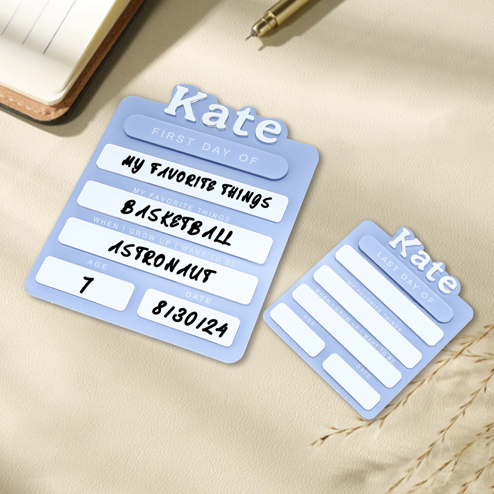 Personalized Name First Day Of School Sign, Custom Name And Text Acrylic Plaque Back To School Gift For Kids