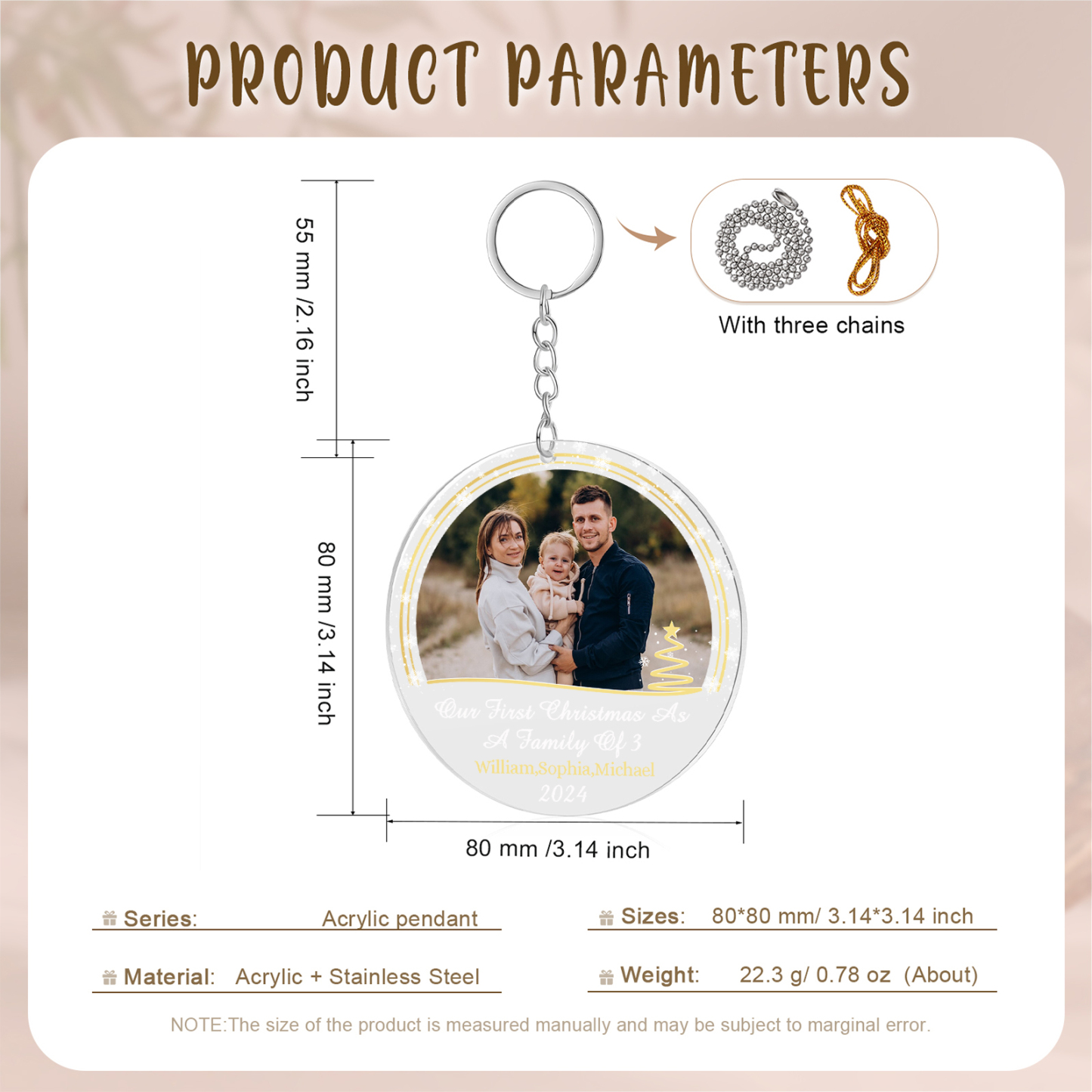 Personalised Christmas Gift Customized Photo & Text & Year Acrylic Hanging Ornaments Gifts for Family | Jessmade