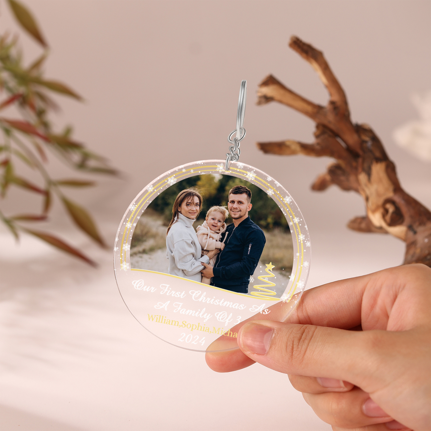 Personalised Christmas Gift Customized Photo & Text & Year Acrylic Hanging Ornaments Gifts for Family | Jessmade