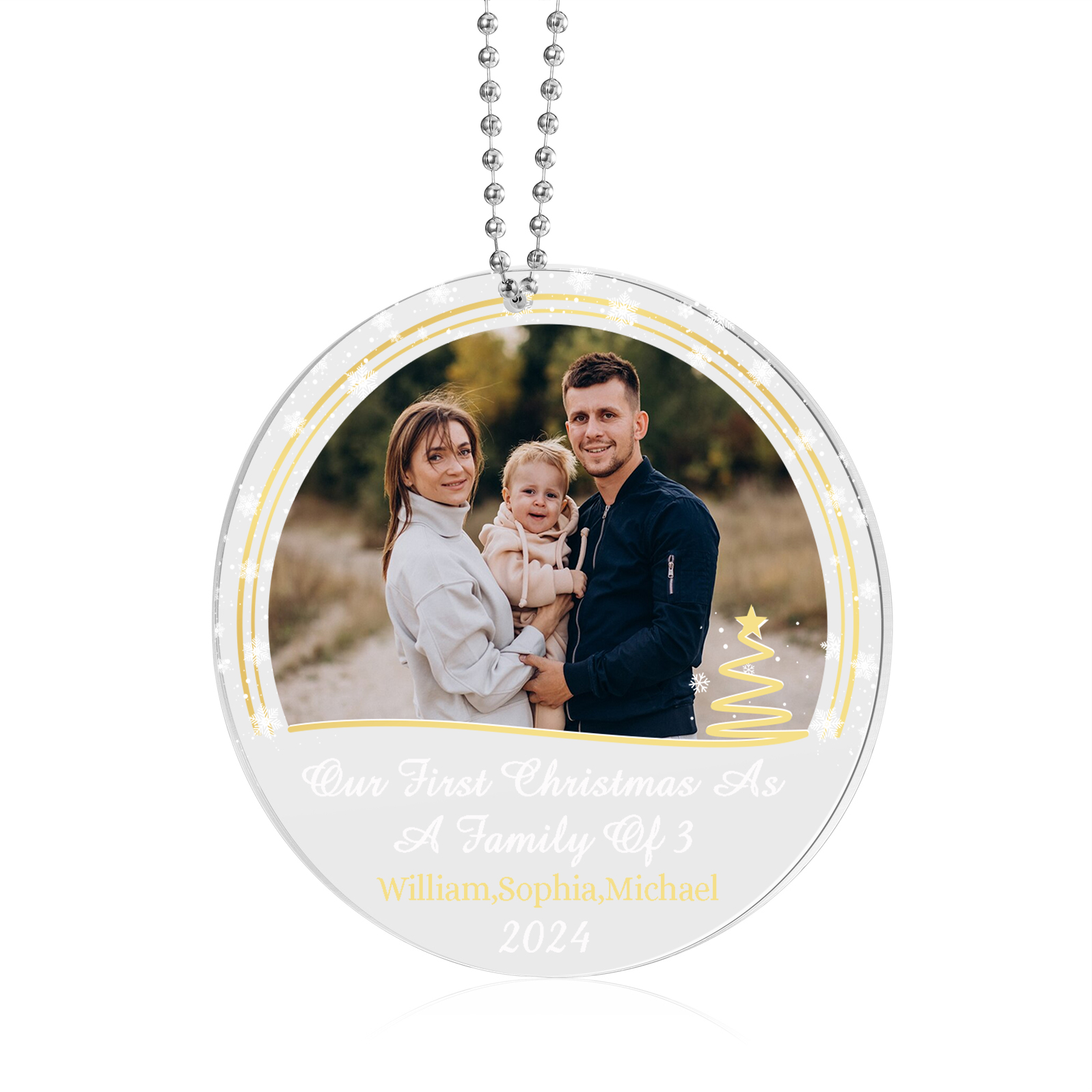 Personalised Christmas Gift Customized Photo & Text & Year Acrylic Hanging Ornaments Gifts for Family | Jessmade