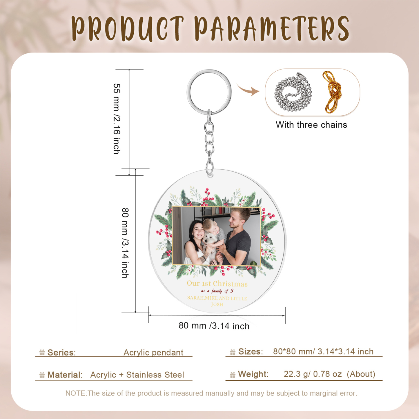 Personalised Christmas Gift Customized Photo & Text Acrylic Hanging Ornaments Gifts for Family | Jessmade