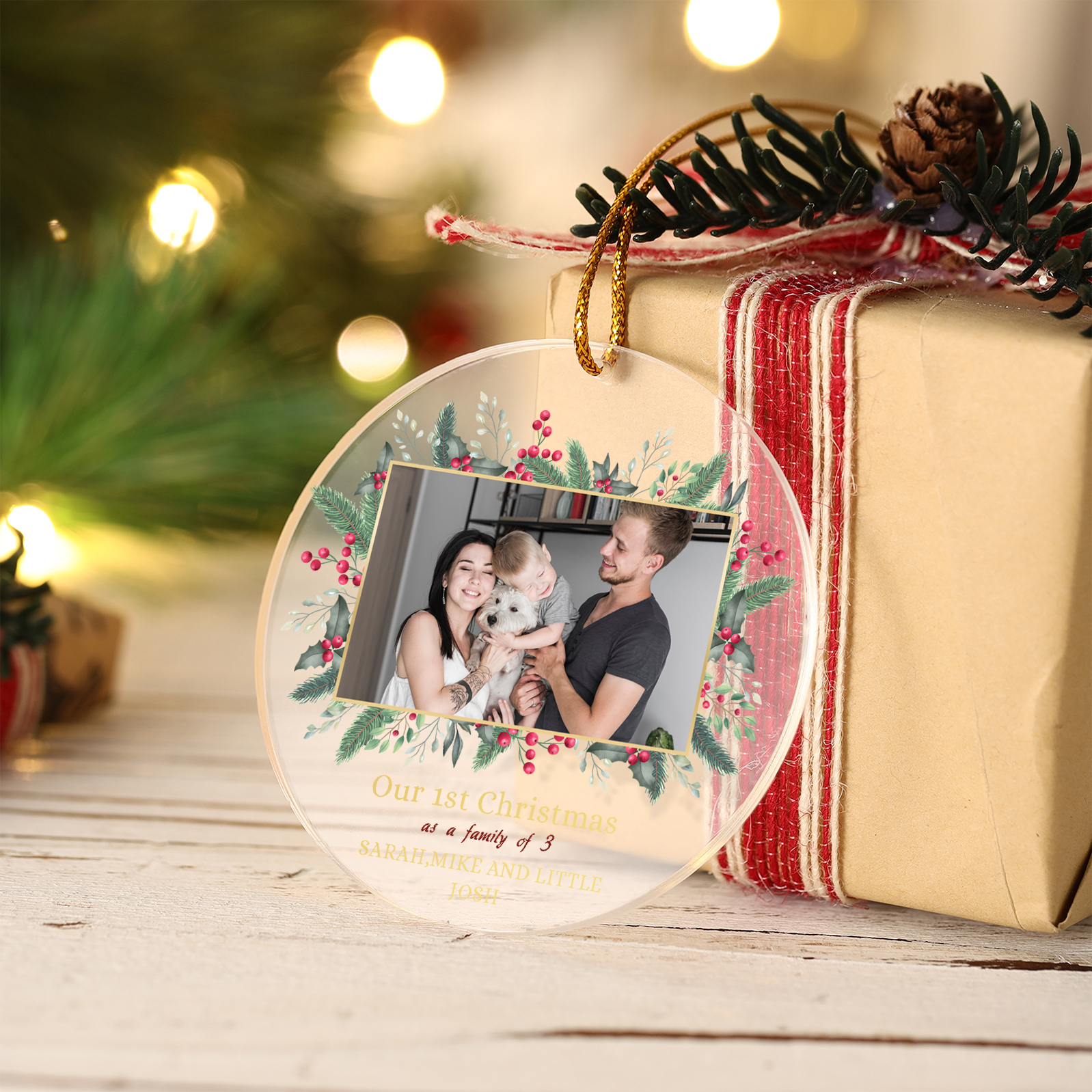 Personalised Christmas Gift Customized Photo & Text Acrylic Hanging Ornaments Gifts for Family | Jessmade