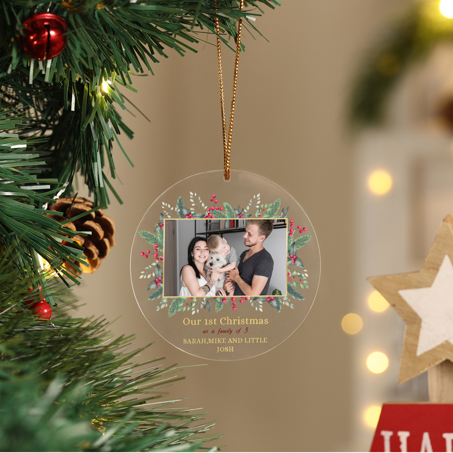 Personalised Christmas Gift Customized Photo & Text Acrylic Hanging Ornaments Gifts for Family | Jessmade