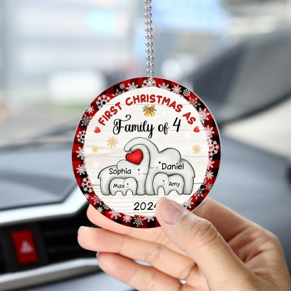 Personalized Christmas Ornaments - Customized 2-6 names & 1 date Elephant Family Acrylic Ornaments First Christmas Gift for Family | Jessmade