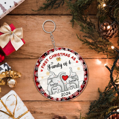 Personalized Christmas Ornaments - Customized 2-6 names & 1 date Elephant Family Acrylic Ornaments First Christmas Gift for Family | Jessmade