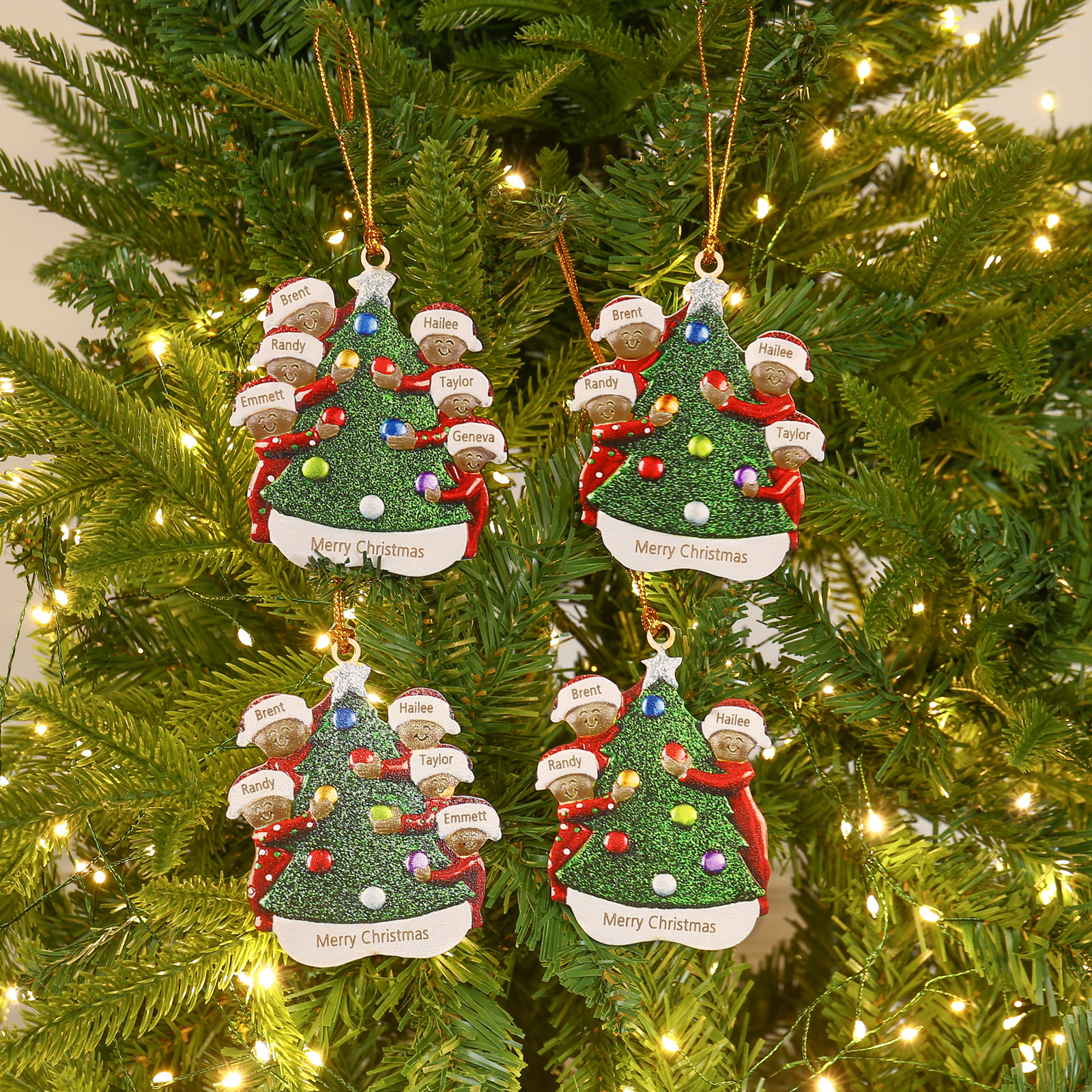 Personalized Christmas Tree Ornament with Custom 3 Names & 1 Text - Festive Holiday Decoration for Family | Jessmade