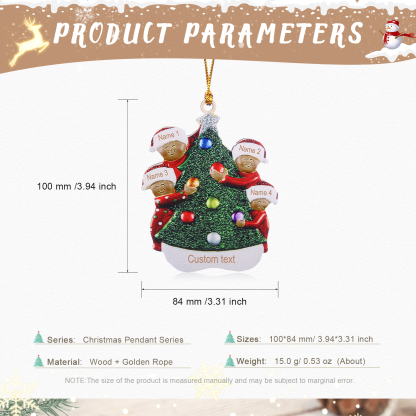 Personalised Christmas Tree Ornament with Custom 4 Names & 1 Text - Festive Holiday Decoration for Family | Jessmade