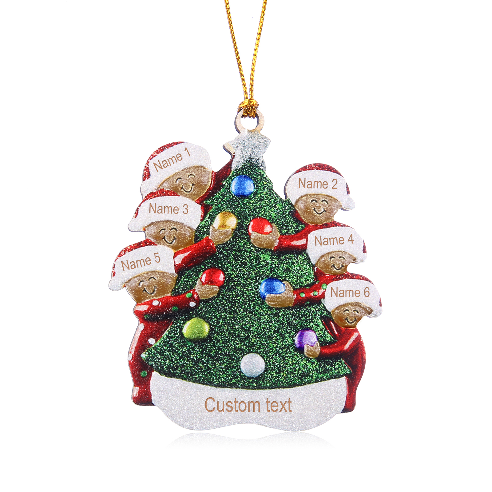 Personalised Christmas Tree Ornament with Custom 6 Names & 1 Text - Festive Holiday Decoration for Family | Jessmade