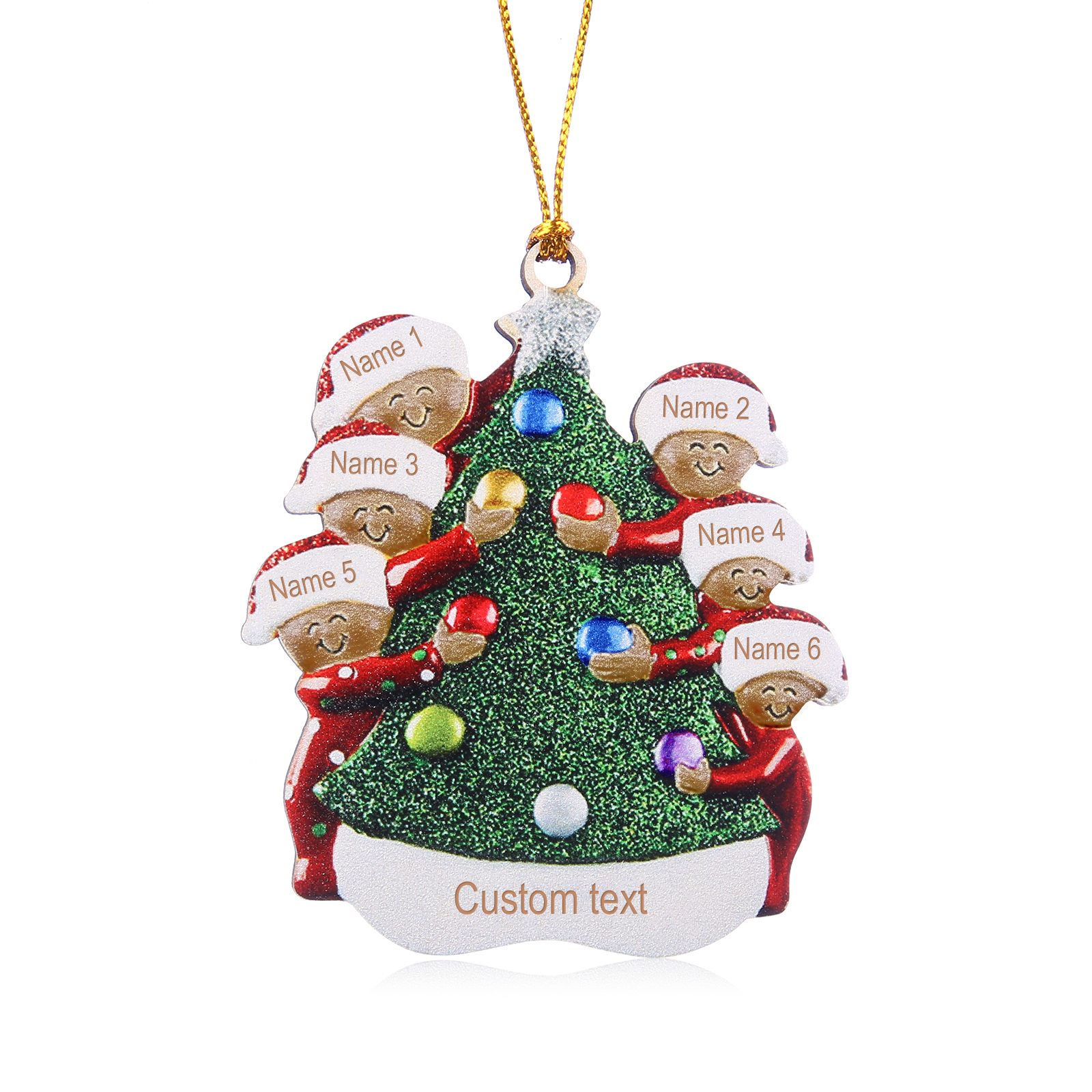 Personalised Christmas Tree Ornament with Custom 6 Names & 1 Text - Festive Holiday Decoration for Family | Jessmade