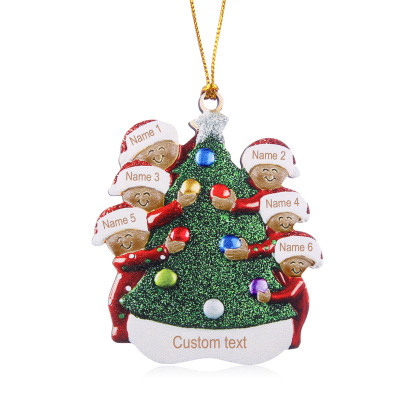 Personalised Christmas Tree Ornament with Custom 6 Names & 1 Text - Festive Holiday Decoration for Family | Jessmade
