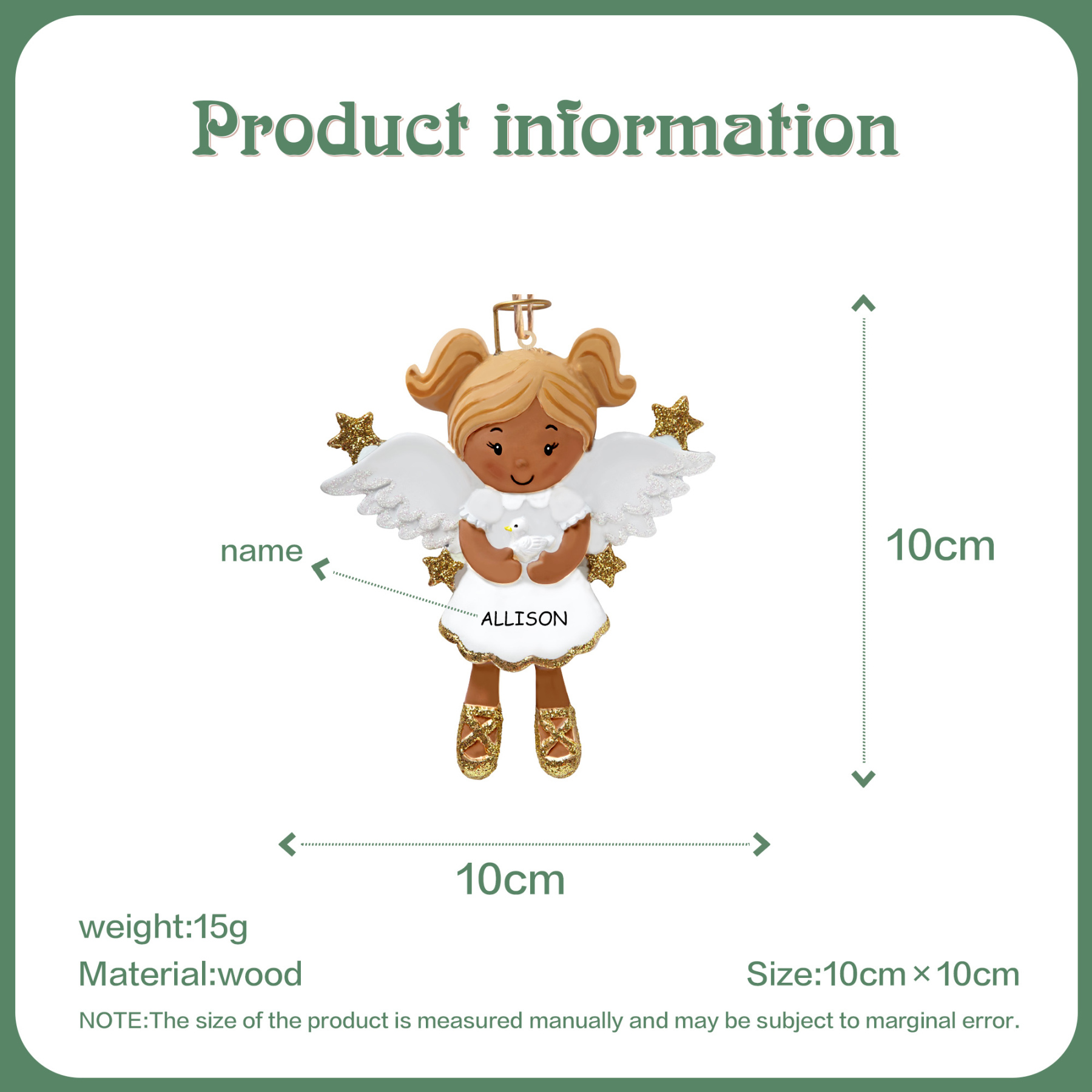 Personalised Angel Christmas Ornament Customized 1 Name and Year Boy/Girl Ornament for Children | Jessmade