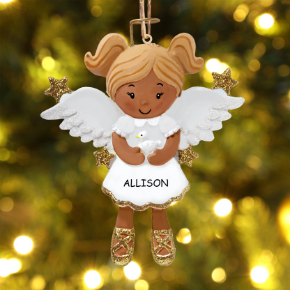 Personalised Angel Christmas Ornament Customized 1 Name and Year Boy/G