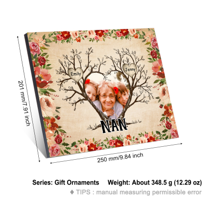 Personalised Family Tree Photo Frame - Custom 2 Names & Text Frame for Nan | Jessmade