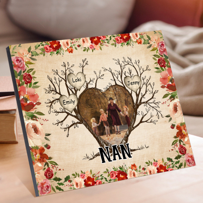 Personalised Family Tree Photo Frame - Custom 3 Names & Text Frame for Nan | Jessmade