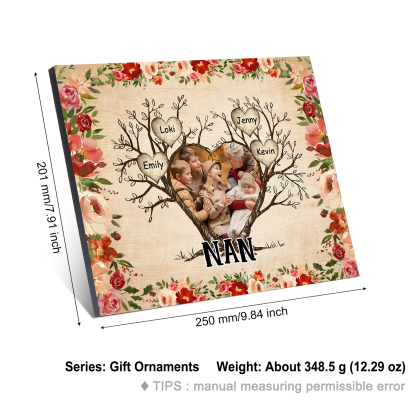 Personalised Family Tree Photo Frame - Custom 4 Names & Text Frame for Grandparents | Jessmade