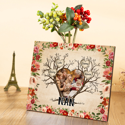 Personalised Family Tree Photo Frame - Custom 4 Names & Text Frame for Grandparents | Jessmade