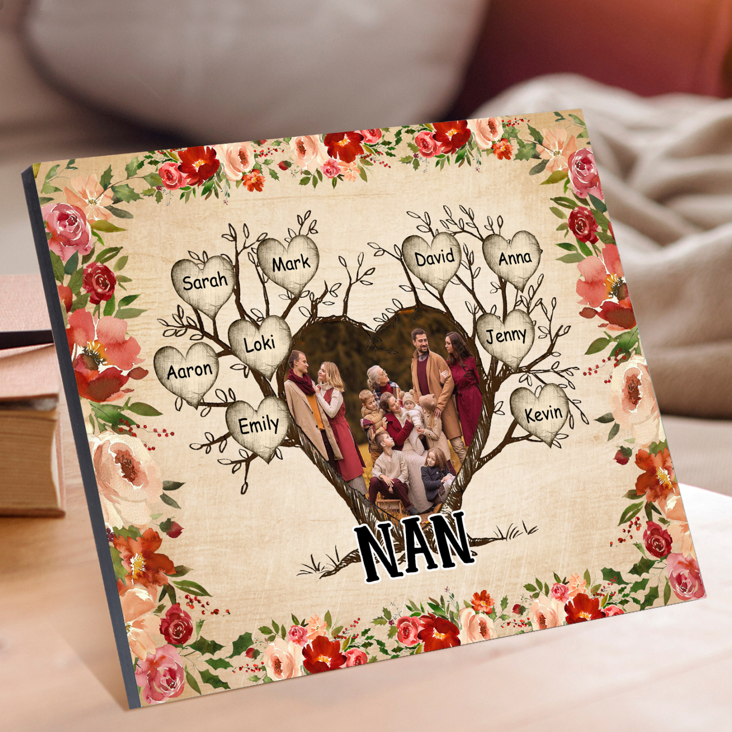 Personalised Family Tree Photo Frame - Custom 9 Names & Text Frame for Nan | Jessmade