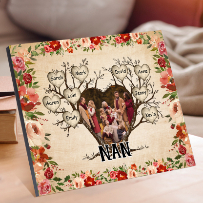 Personalised Family Tree Photo Frame - Custom 9 Names & Text Frame for Nan | Jessmade