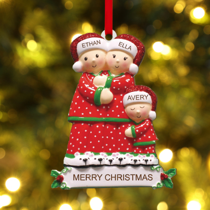 Personalised Christmas Family Ornament – Custom 3 Names & Text, Wooden