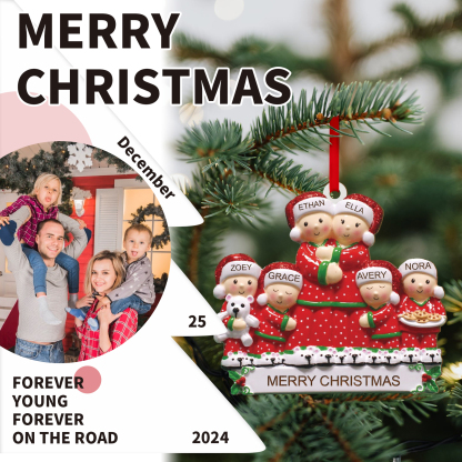 Personalised Christmas Family Ornament – Custom 6 Names & Text, Wooden Decoration Christmas Gift for Family | Jessemade