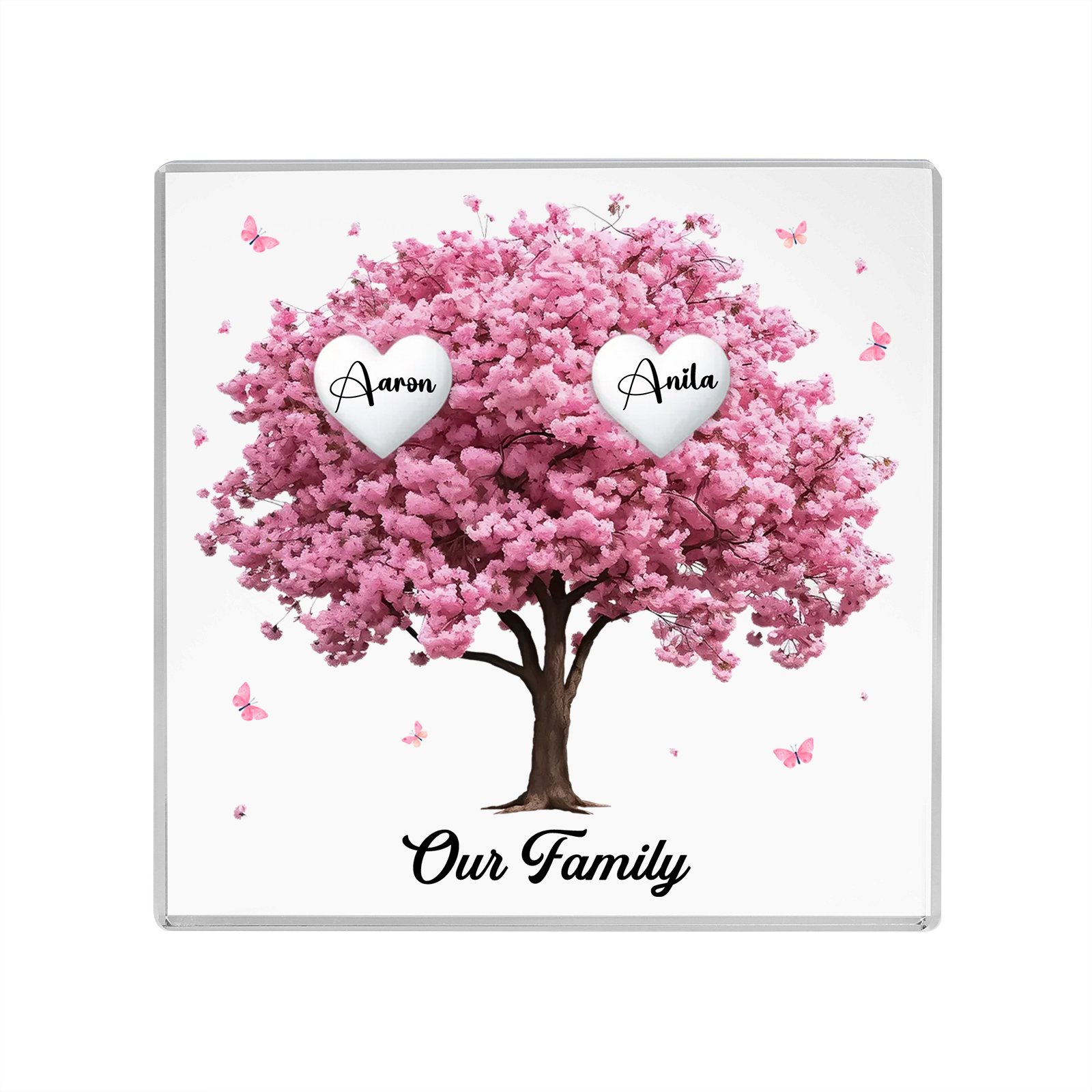Personalised Family Tree Acrylic Ornaments Customize 2 Name Decorations for Family | Jessmade