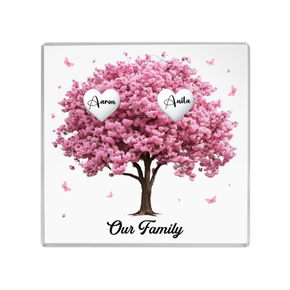 Personalised Family Tree Acrylic Ornaments Customize 2 Name Decorations for Family | Jessmade