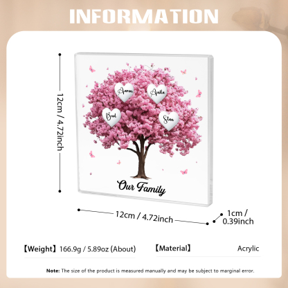 Personalised Family Tree Acrylic Ornaments Customize 4 Names Decorations for Family | Jessmade