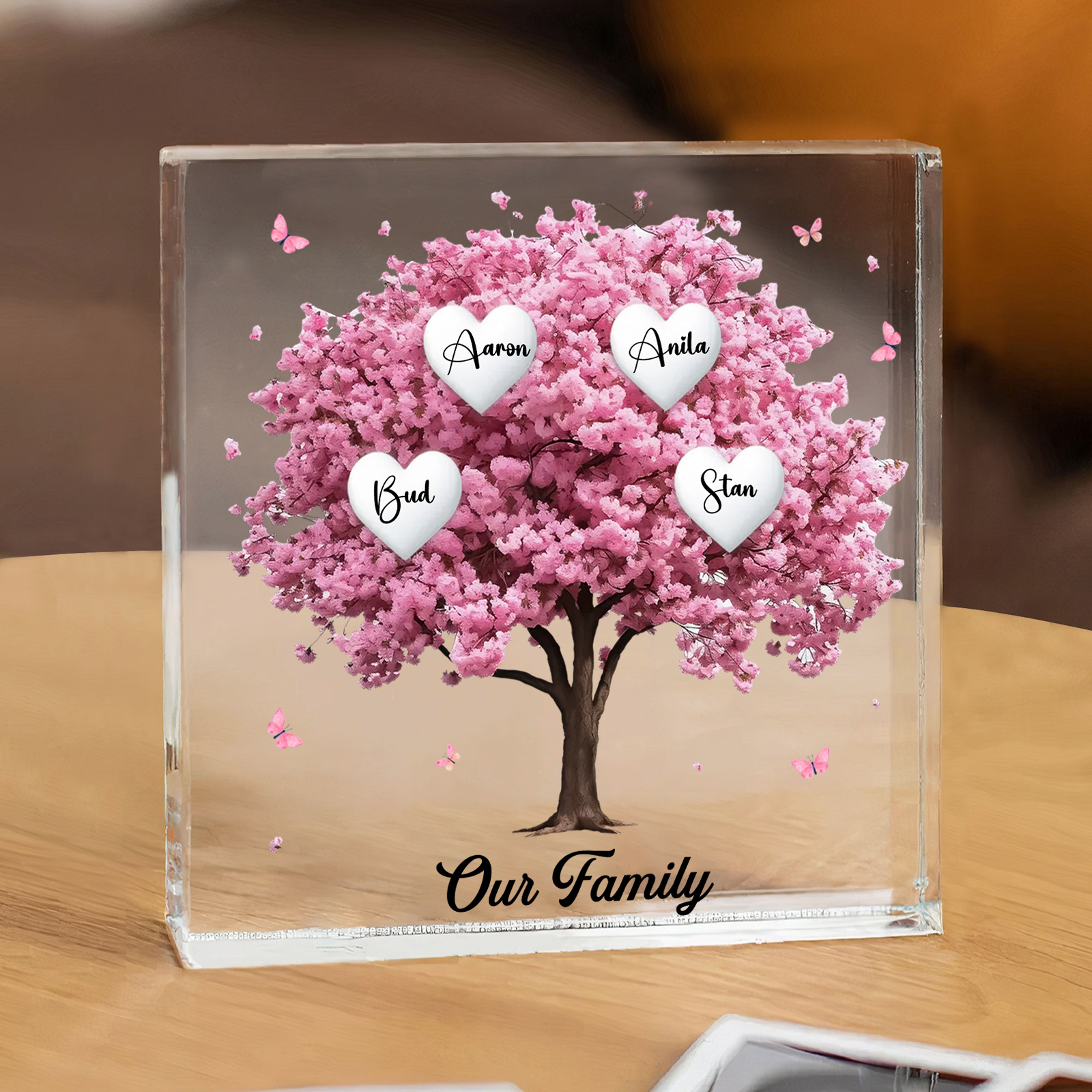 Personalised Family Tree Acrylic Ornaments Customize 4 Names Decorations for Family | Jessmade