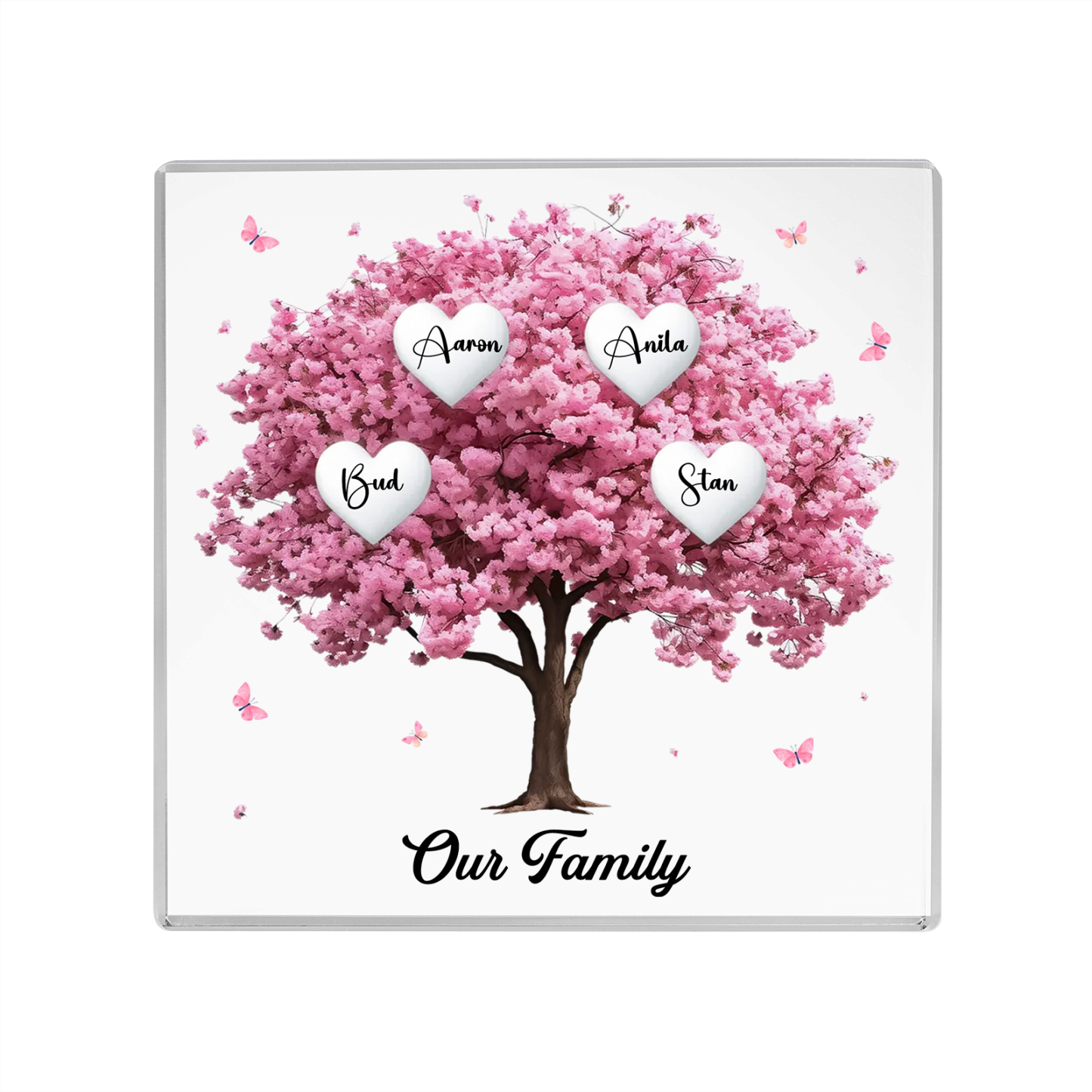 Personalised Family Tree Acrylic Ornaments Customize 4 Names Decorations for Family | Jessmade