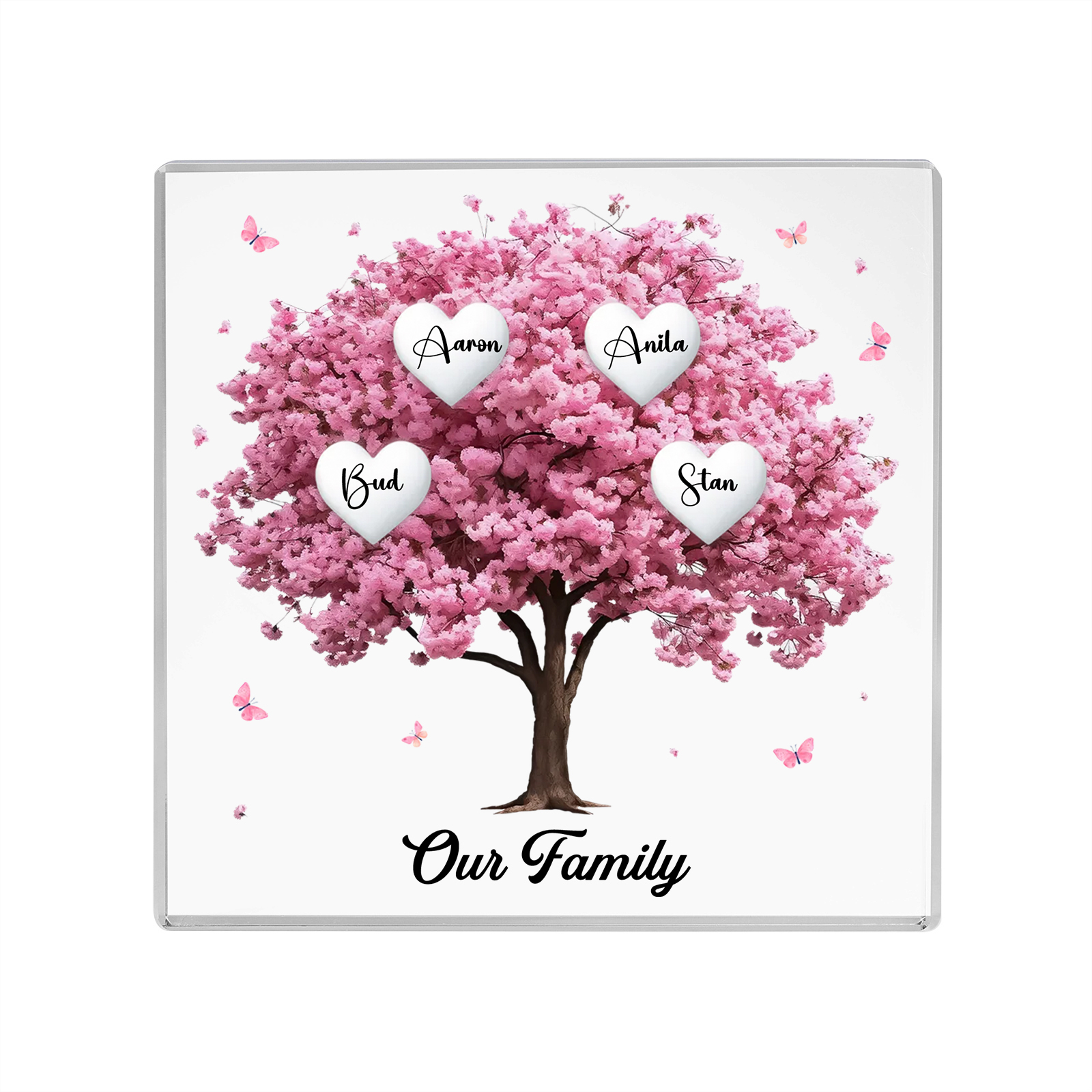 Personalised Family Tree Acrylic Ornaments Customize 4 Names Decorations for Family | Jessmade
