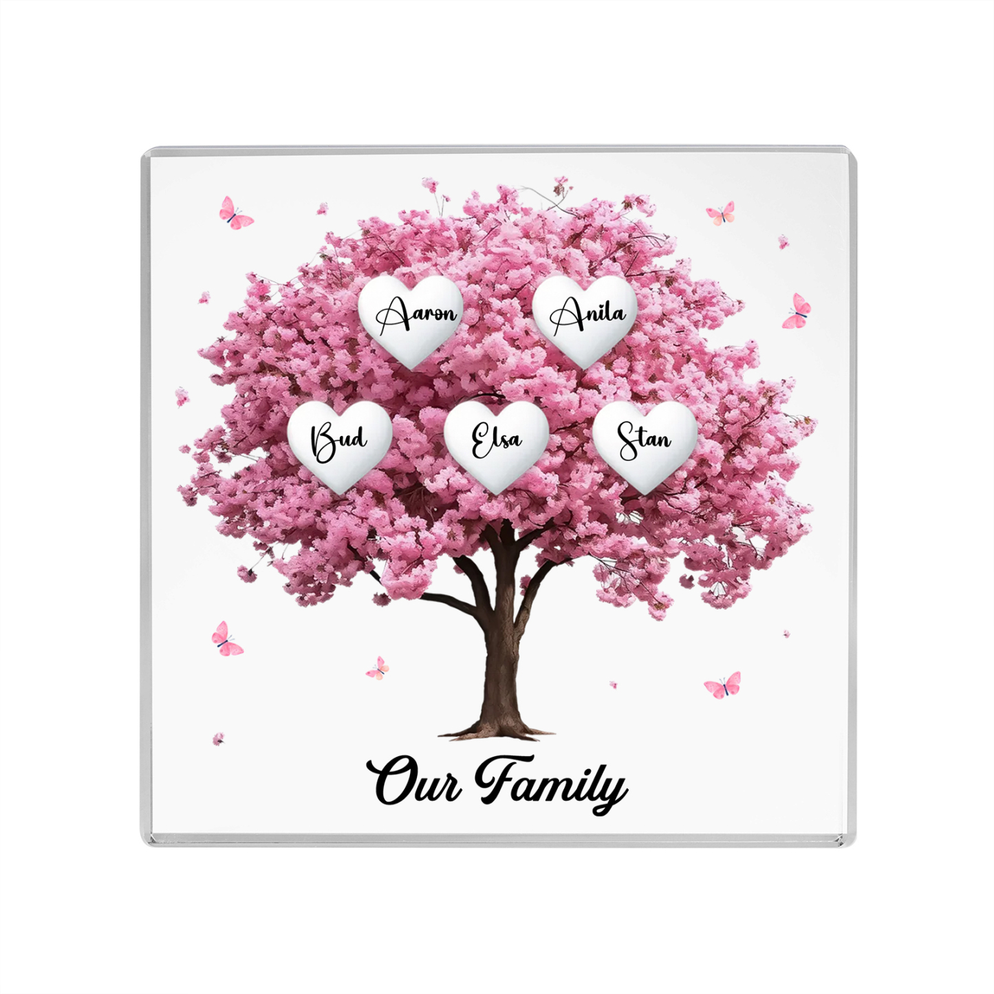Personalised Family Tree Acrylic Ornaments Customize 5 Names Decorations for Family | Jessmade