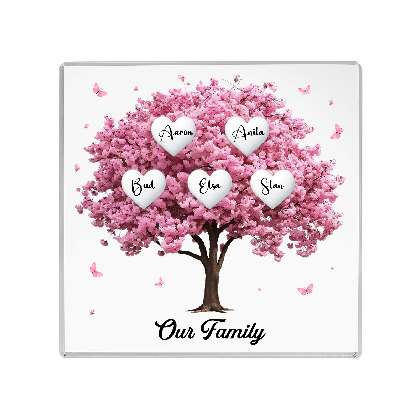 Personalised Family Tree Acrylic Ornaments Customize 5 Names Decorations for Family | Jessmade