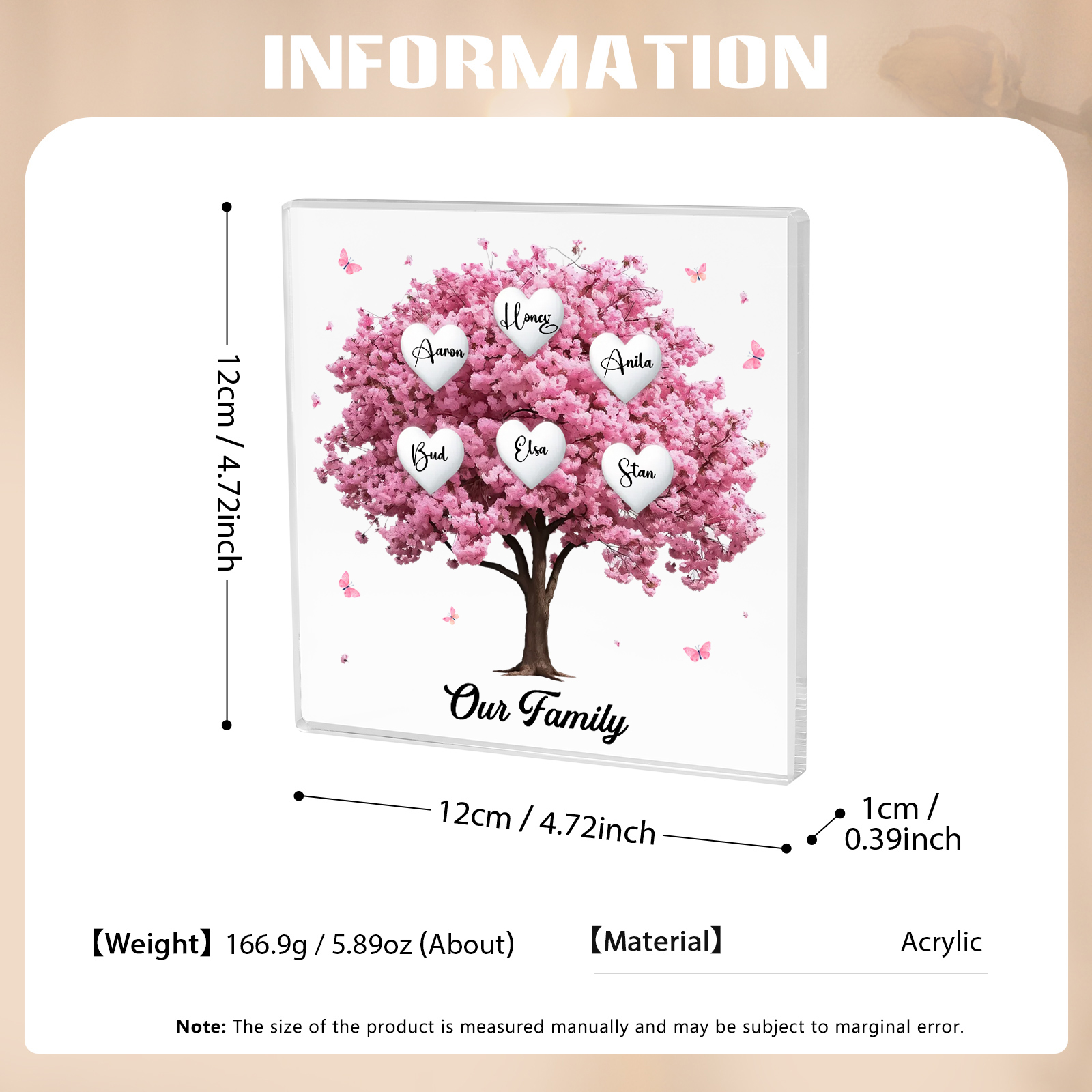 Personalised Family Tree Acrylic Ornaments Customize 6 Names Decorations for Family | Jessmade