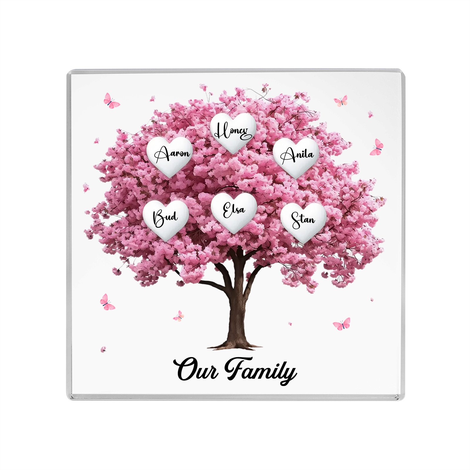 Personalised Family Tree Acrylic Ornaments Customize 6 Names Decorations for Family | Jessmade