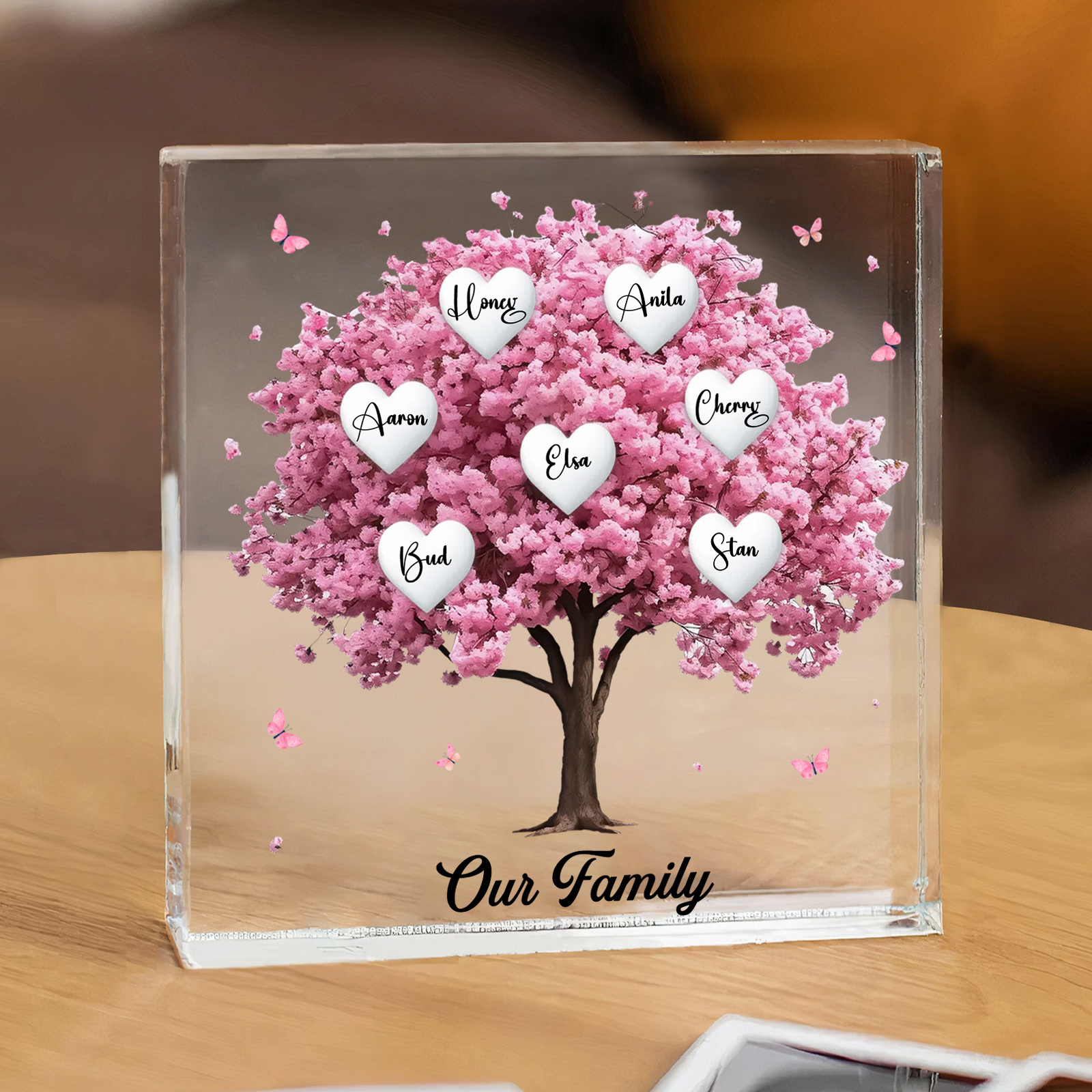 Personalised Family Tree Acrylic Ornaments Customize 7 Names Decorations for Family | Jessmade
