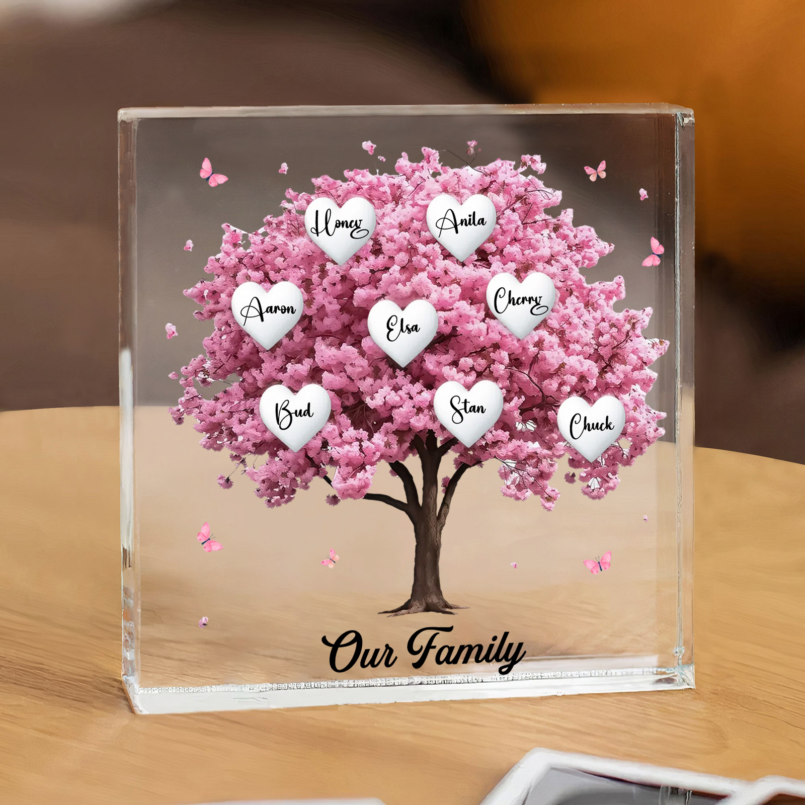 Personalised Family Tree Acrylic Ornaments Customize 8 Names Decorations for Family | Jessmade